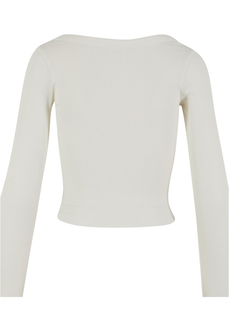 T-shirt manches longues  de Urban Classics - Haut Côtelé En jersey Biologique - L à 3XL - pour Femme - blanc cassé - Urban Classics - View 2