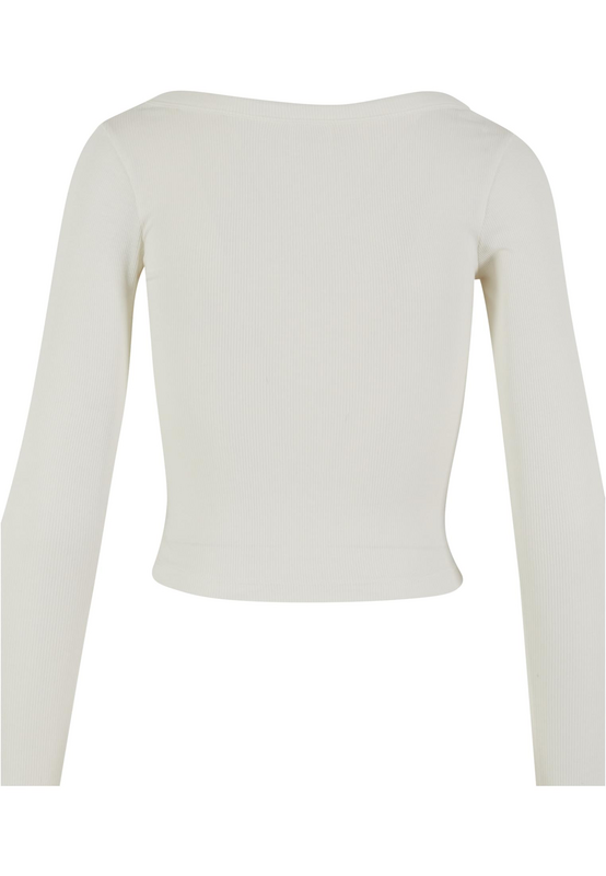 T-shirt manches longues  de Urban Classics - Haut Côtelé En jersey Biologique - L à 3XL - pour Femme - blanc cassé - Urban Classics - View 2