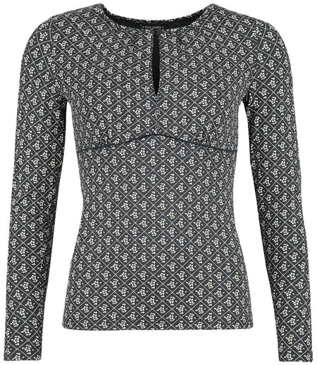 T-shirt manches longues Rockabilly de Vive Maria - Flower Souvenir Shirt - XS à XXL - pour Femme - bleu - Vive Maria