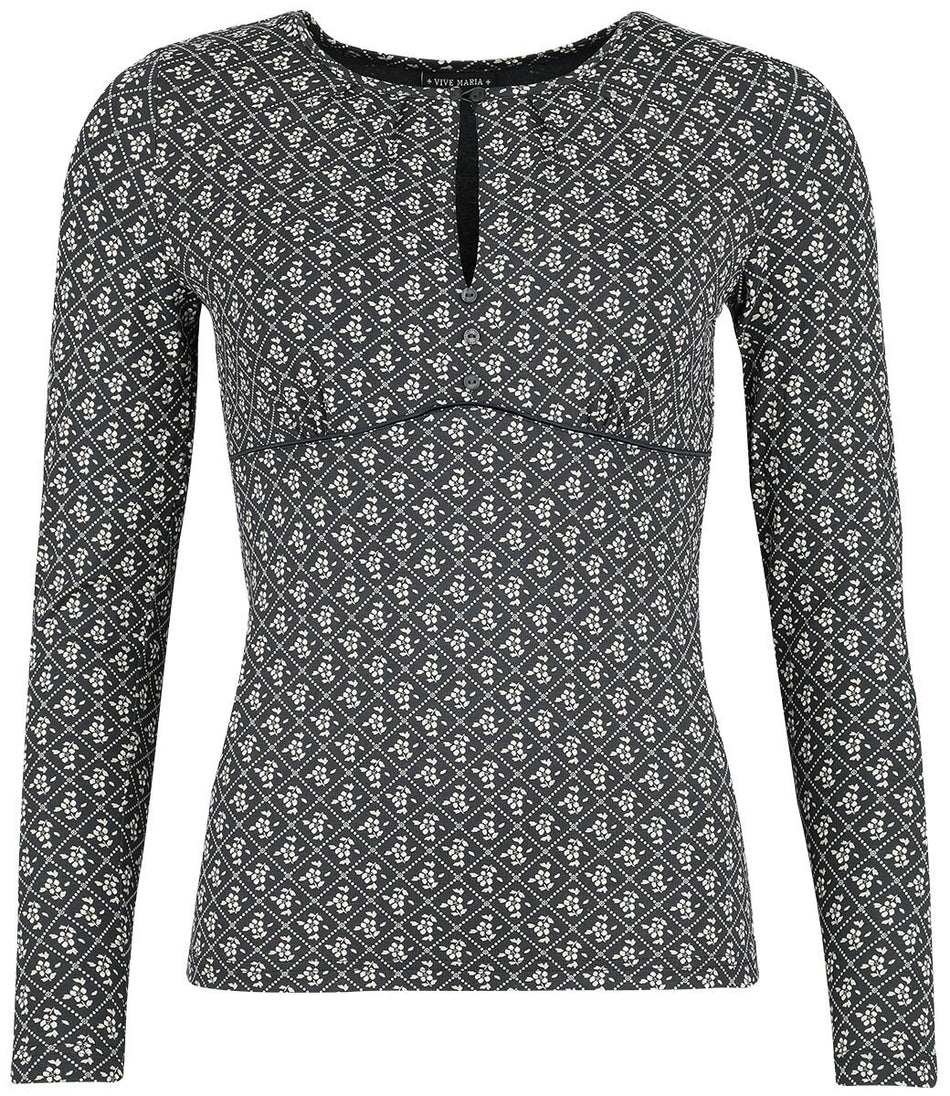 T-shirt manches longues Rockabilly de Vive Maria - Flower Souvenir Shirt - XS à XXL - pour Femme - bleu - Vive Maria