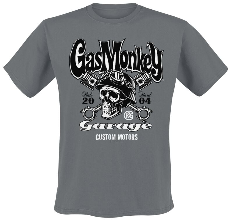 T-Shirt Manches courtes  de Gas Monkey Garage - Custom Motors Skull - S à XXL - pour Homme - gris - Gas Monkey Garage