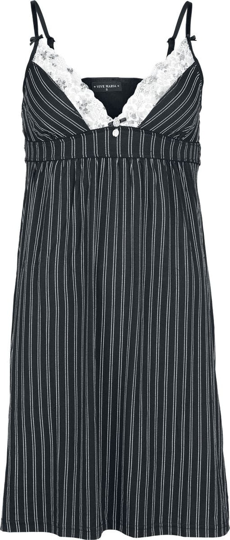 Chemise de nuit Rockabilly de Vive Maria - French Daddy - Chemise de Nuit - XS à XL - pour Femme - noir/blanc - Vive Maria