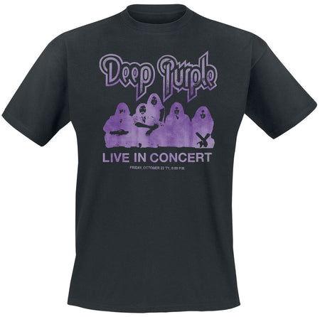 T-Shirt Manches courtes  de Deep Purple - Live In Concert - S à M - pour Homme - noir - Deep Purple