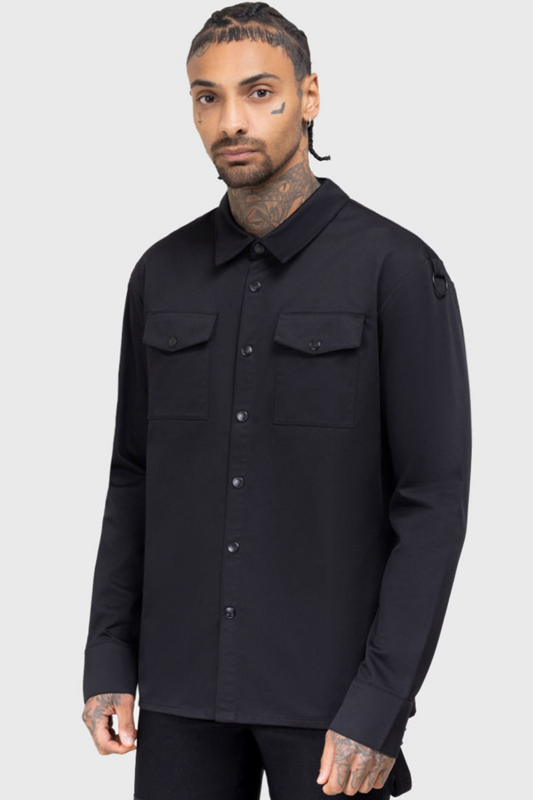 Veste en Jean Gothic de KIHILIST by KILLSTAR - Crescent Dread Shacket - M à L - pour Homme - noir - KIHILIST by KILLSTAR - View 2