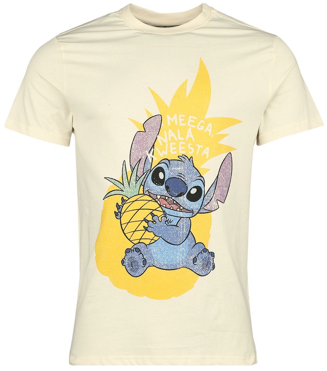 T-Shirt Manches courtes Disney de Lilo & Stitch - Pineapple Stitch - S à XXL - pour Unisexe - crème - Lilo & Stitch