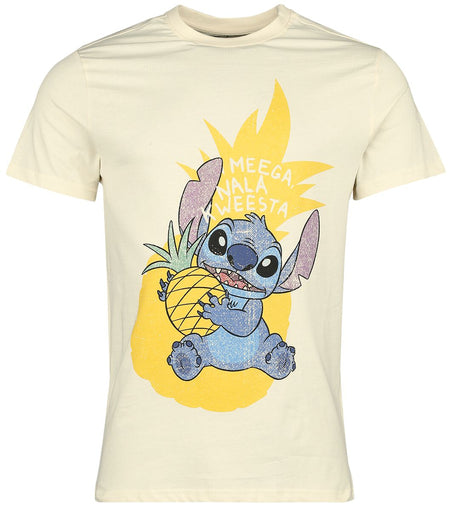 T-Shirt Manches courtes Disney de Lilo & Stitch - Pineapple Stitch - S à XXL - pour Unisexe - crème - Lilo & Stitch