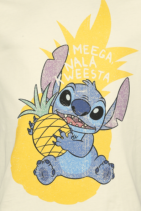 T-Shirt Manches courtes Disney de Lilo & Stitch - Pineapple Stitch - S à XXL - pour Unisexe - crème - Lilo & Stitch - View 2
