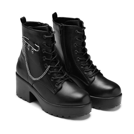 Bottes lacées Gothic de KOI - Salvius Safety Pin Military Lace Up Boot - EU36 à EU41 - pour Femme - noir - KOI