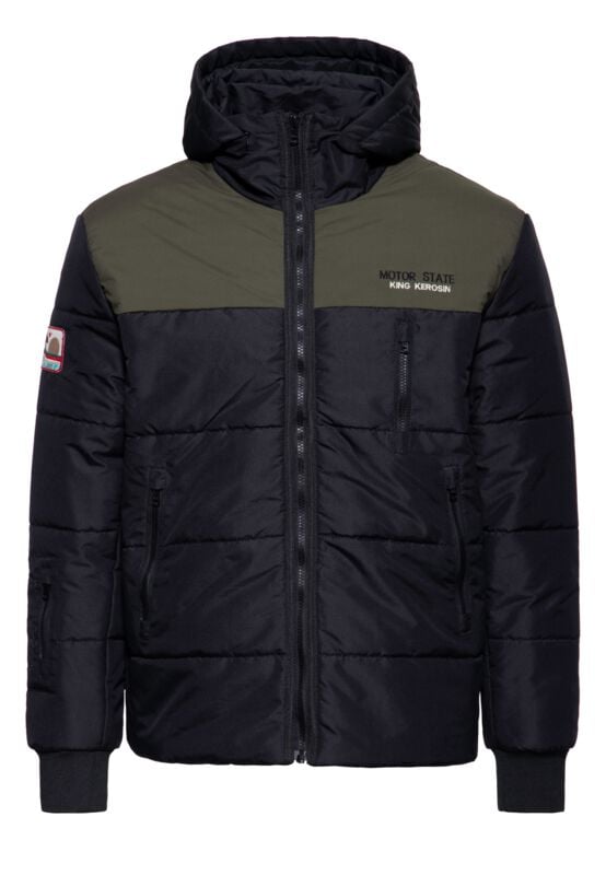 Veste d'hiver  de King Kerosin - Motor State - S à XXL - pour Homme - noir/vert foncé - King Kerosin