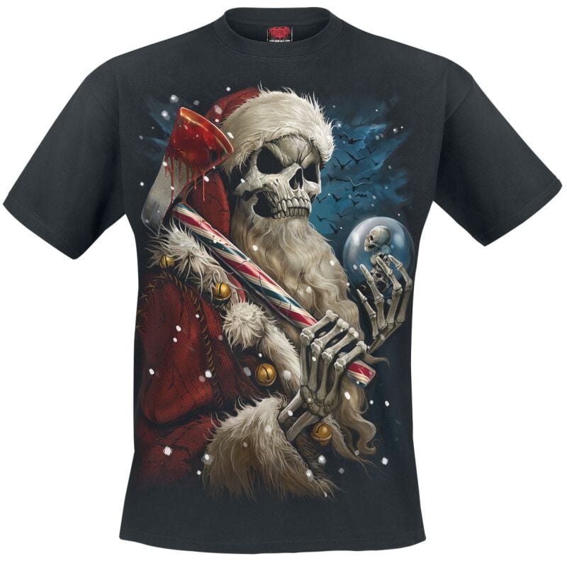 T-Shirt Manches courtes  de Spiral - Candy Cane Santa - S à XXL - pour Homme - noir - Spiral