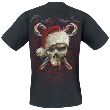 T-Shirt Manches courtes  de Spiral - Candy Cane Santa - S à XL - pour Homme - noir - Spiral - View 2