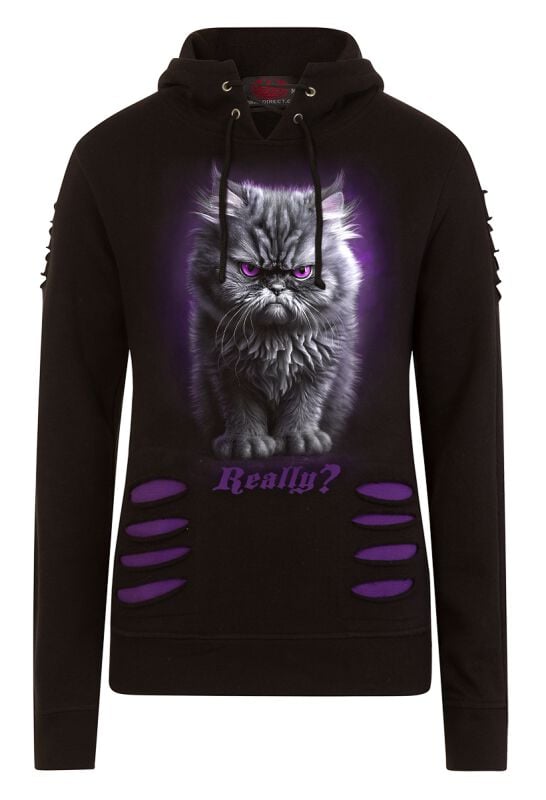 Sweat-shirt à capuche  de Spiral - Anger Management - S à XXL - pour Femme - noir/lilas - Spiral