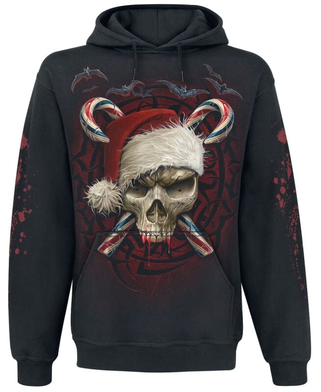 Sweat-shirt à capuche  de Spiral - Candy Cane Santa - S à XXL - pour Homme - noir - Spiral