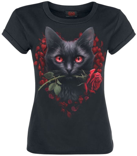 T-Shirt Manches courtes Gothic de Spiral - Cat's Love - S à XXL - pour Femme - noir - Spiral