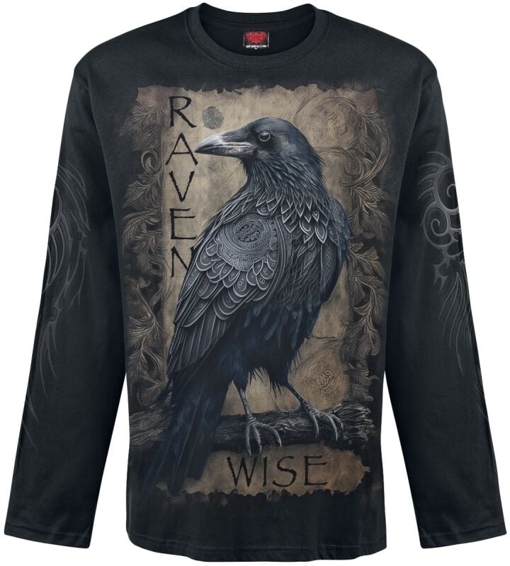 T-shirt manches longues  de Spiral - Raven Wise - M à XXL - pour Homme - noir - Spiral