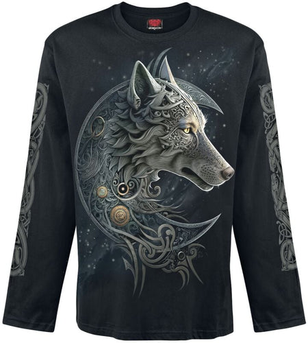 T-shirt manches longues  de Spiral - Loup Celtique - M à L - pour Homme - noir - Spiral