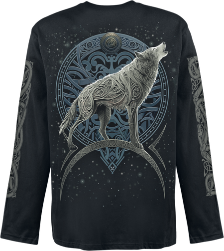 T-shirt manches longues  de Spiral - Loup Celtique - M à XXL - pour Homme - noir - Spiral - View 2