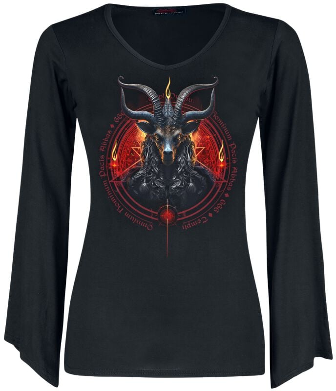 T-shirt manches longues  de Spiral - Baphomet - S à L - pour Femme - noir - Spiral