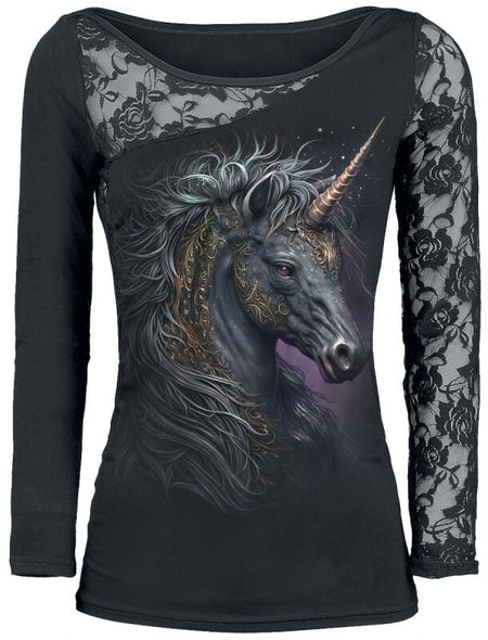T-shirt manches longues  de Spiral - Celtic Unicorn - S à XXL - pour Femme - noir - Spiral