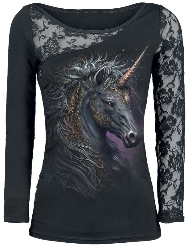 T-shirt manches longues  de Spiral - Celtic Unicorn - S à XXL - pour Femme - noir - Spiral