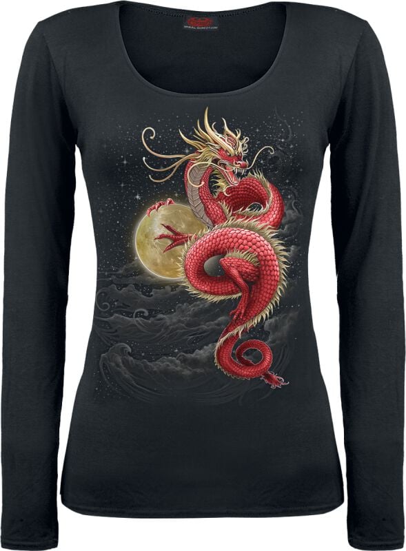T-shirt manches longues  de Spiral - Shenlong - S à XXL - pour Femme - noir - Spiral