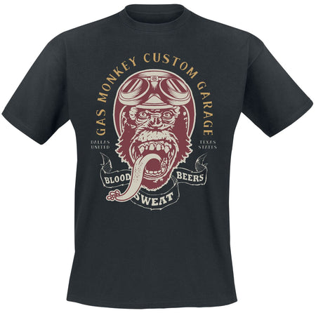 T-Shirt Manches courtes Rockabilly de Gas Monkey Garage - Vintage Monkey - S à XXL - pour Homme - noir - Gas Monkey Garage