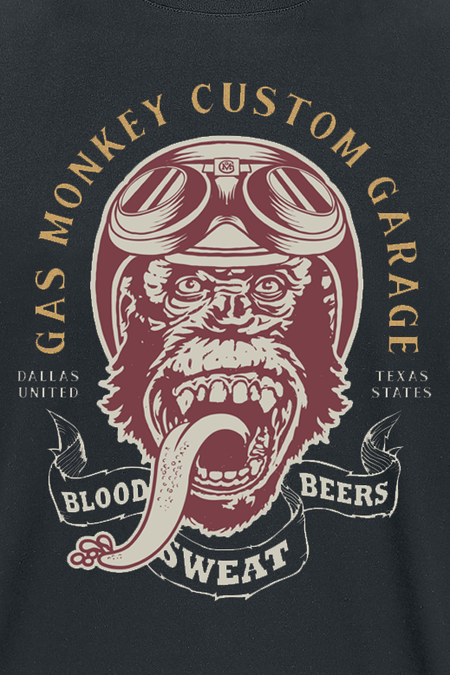 T-Shirt Manches courtes Rockabilly de Gas Monkey Garage - Vintage Monkey - S à XXL - pour Homme - noir - Gas Monkey Garage - View 2