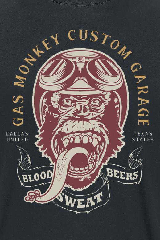 T-Shirt Manches courtes Rockabilly de Gas Monkey Garage - Vintage Monkey - S à XXL - pour Homme - noir - Gas Monkey Garage - View 2