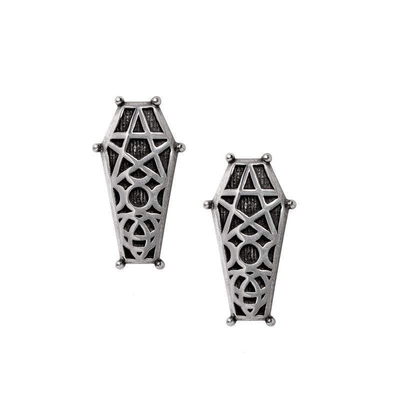 Boucles d'oreilles Gothic de Alchemy Gothic - Bracelet Hex Coffin - pour Femme - couleur argent - Alchemy Gothic