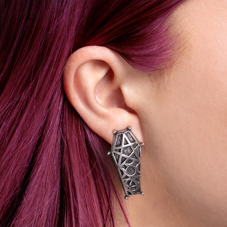 Boucles d'oreilles Gothic de Alchemy Gothic - Bracelet Hex Coffin - pour Femme - couleur argent - Alchemy Gothic - View 2