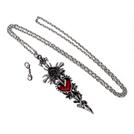 Collier Gothic de Alchemy Gothic - Cross of the Dark Kiss - pour Unisexe - argent/rouge - Alchemy Gothic - View 2