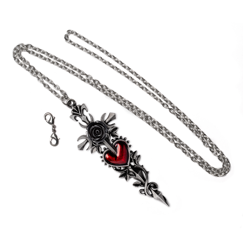 Collier Gothic de Alchemy Gothic - Cross of the Dark Kiss - pour Unisexe - argent/rouge - Alchemy Gothic - View 2