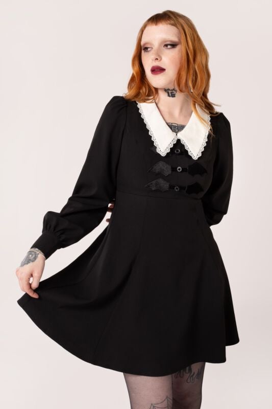 Robe courte  de Hell Bunny - Batilda Dress - XS à 4XL - pour Femme - noir/blanc - hell bunny