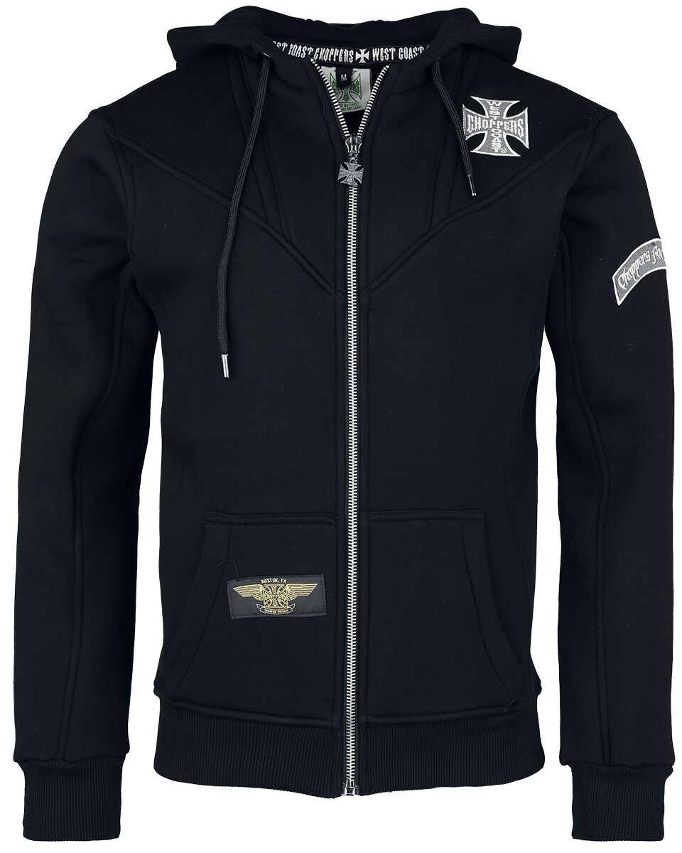 Sweat-shirt zippé à capuche  de West Coast Choppers - WCC OG Classic Panel Zip Hoodie - S à 4XL - pour Homme - noir - West Coast Choppers