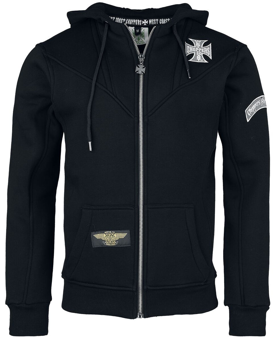 Sweat-shirt zippé à capuche  de West Coast Choppers - WCC OG Classic Panel Zip Hoodie - S à 4XL - pour Homme - noir - West Coast Choppers