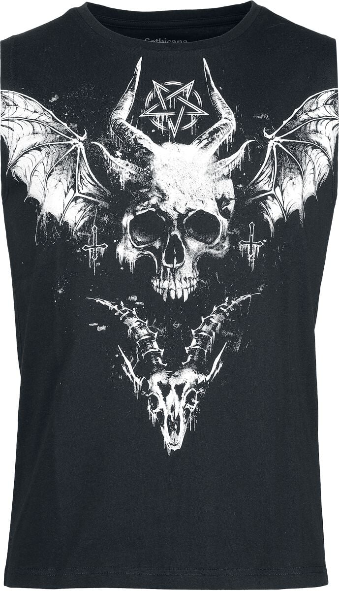 Débardeur Gothic de Gothicana by EMP - Débardeur Imprimé Crâne et Détails Mesh - S à XXL - pour Homme - noir - Gothicana by EMP