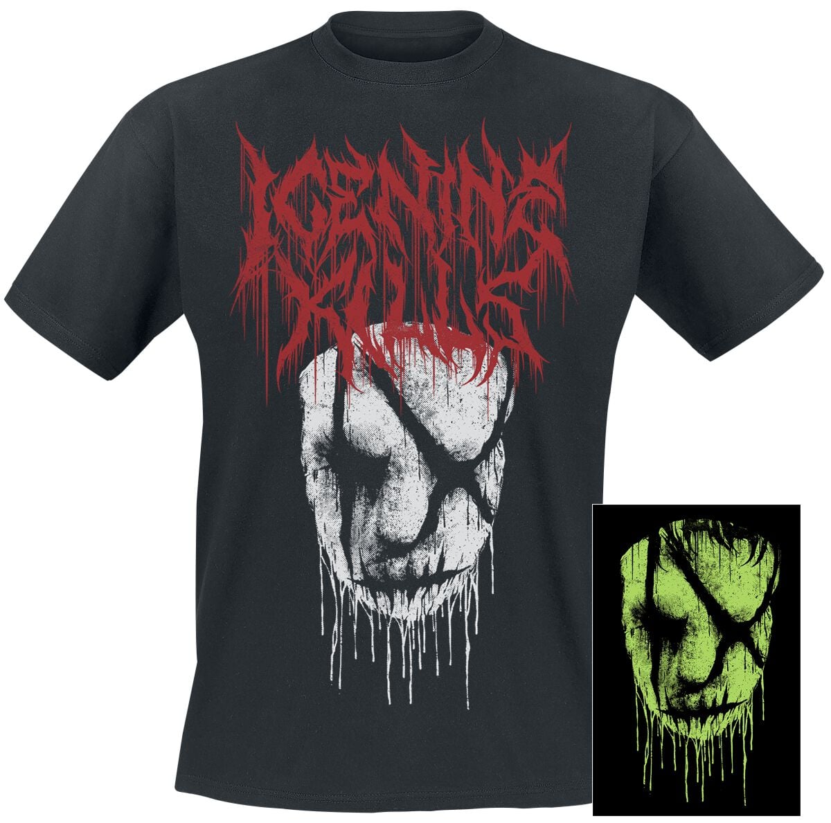 T-Shirt Manches courtes  de Ice Nine Kills - Face - Glow In The Dark - S à 4XL - pour Homme - noir - Ice Nine Kills