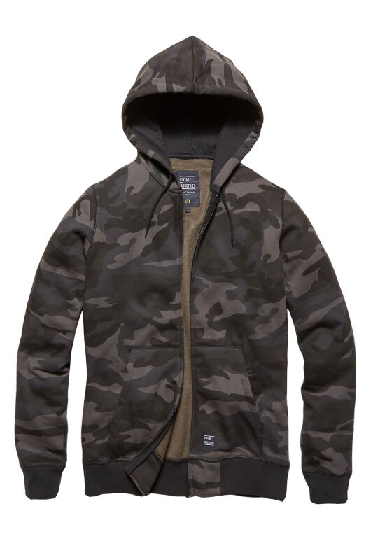 Sweat-shirt zippé à capuche  de Vintage Industries - Sweat à Capuche Redstone - M - pour Homme - camouflage sombre - Vintage Industries