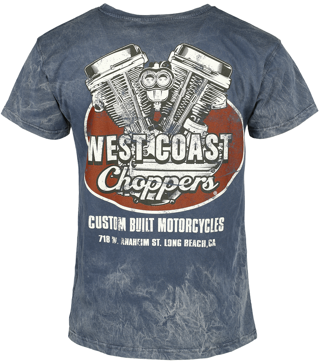 T-Shirt Manches courtes  de West Coast Choppers - West Coast Choppers Panhead - T-shirt Vintage Bleu - S à XL - pour Homme - bleu - West Coast Choppers - View 2