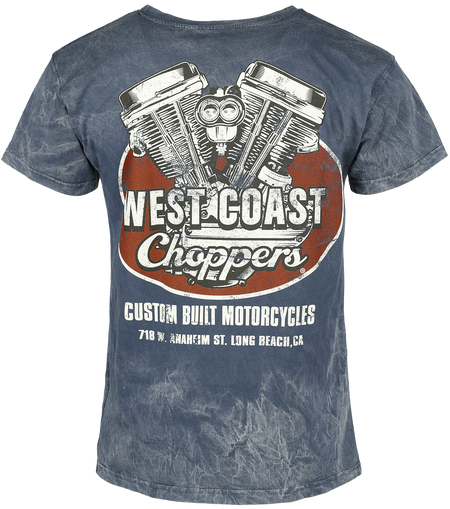 T-Shirt Manches courtes  de West Coast Choppers - West Coast Choppers Panhead - T-shirt Vintage Bleu - S à XL - pour Homme - bleu - West Coast Choppers - View 2
