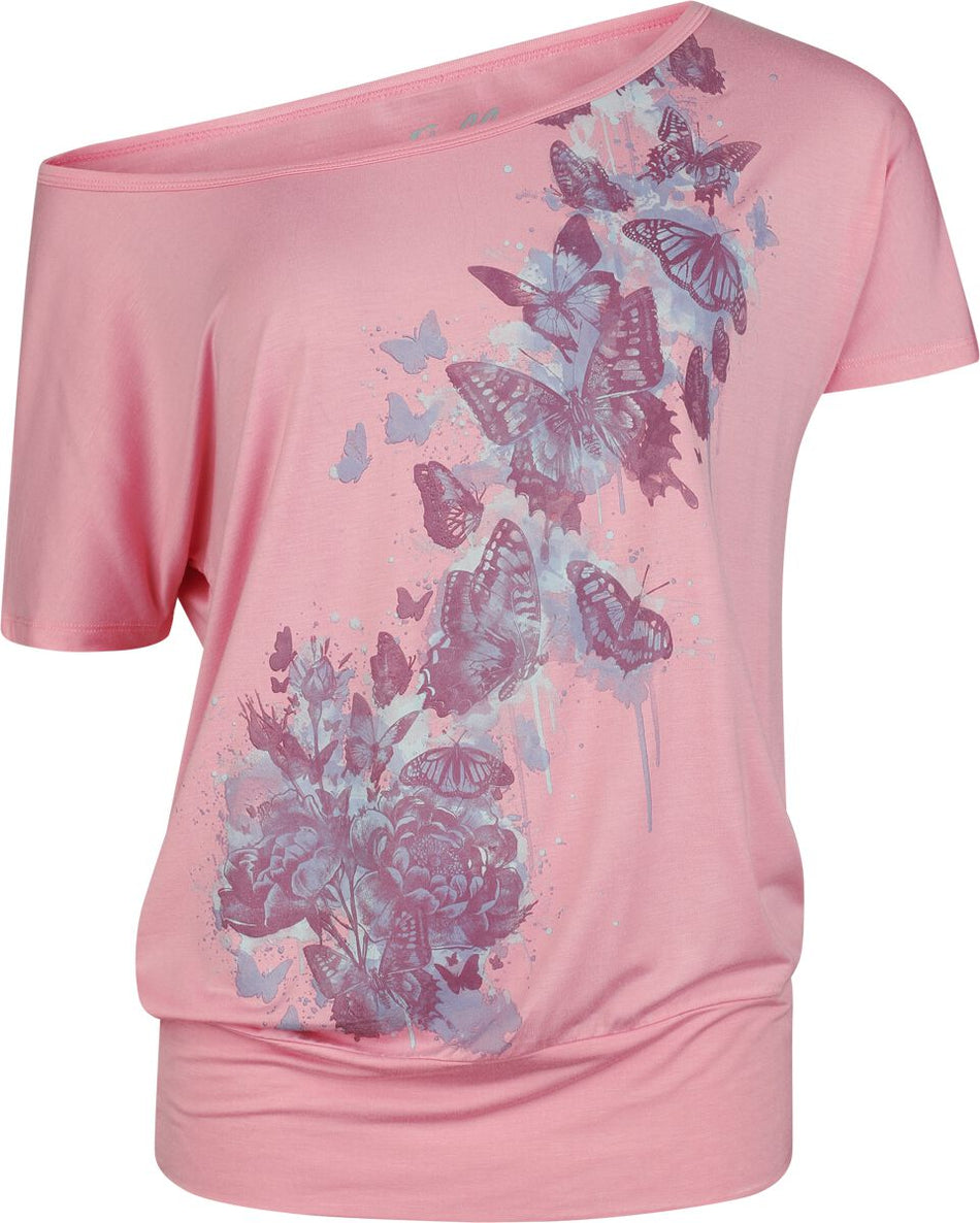 T-Shirt Manches courtes  de Full Volume by EMP - Papillons - T-Shirt - S à XXL - pour Femme - rose clair - Full Volume by EMP