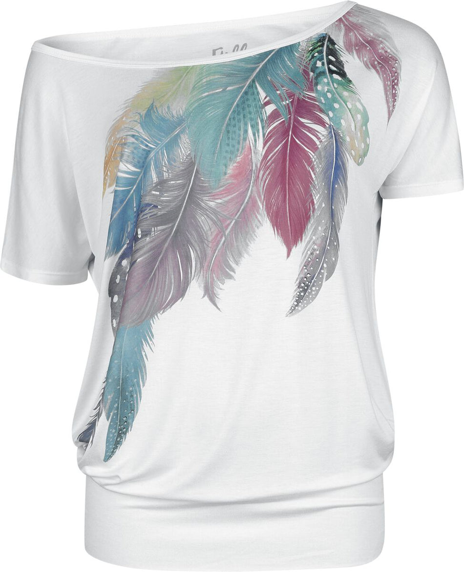 T-Shirt Manches courtes  de Full Volume by EMP - Plumes - T-Shirt - S à XXL - pour Femme - blanc - Full Volume by EMP