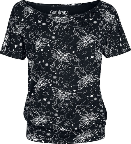 T-Shirt Manches courtes Gothic de Gothicana by EMP - S à XXL - pour Femme - noir - Gothicana by EMP