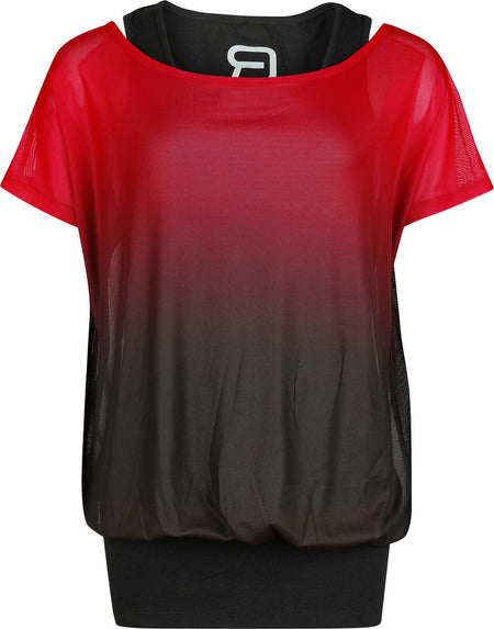 T-Shirt Manches courtes  de RED by EMP - T-Shirt & Débardeur Mailles - Lot de 2 - S à L - pour Femme - bordeaux/noir - RED by EMP
