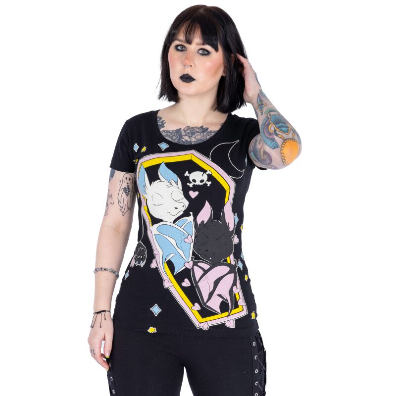 T-Shirt Manches courtes Gothic de Cupcake Cult - Sleepy Bats - T-Shirt - S - pour Femme - noir - Cupcake Cult