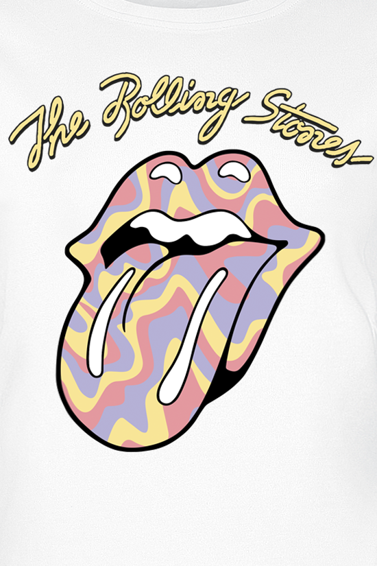 T-Shirt Manches courtes  de The Rolling Stones - Funky Stripe Tongue - M à XXL - pour Femme - blanc - The Rolling Stones - View 2