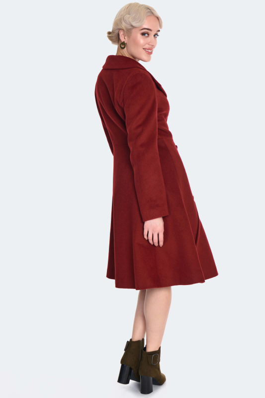 Manteaux Rockabilly de Voodoo Vixen - Heart Button Flare Coat - XS à L - pour Femme - rouge - Voodoo Vixen - View 2