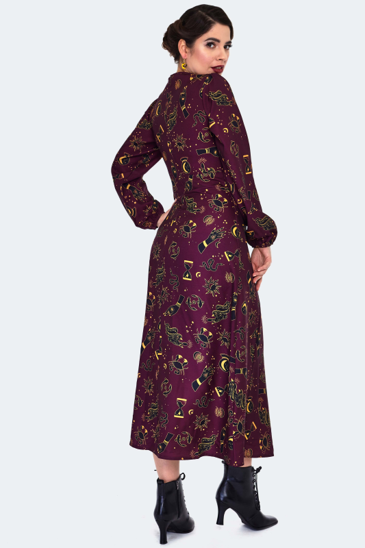 Robe longue Gothic de Voodoo Vixen - Mystical Print Midi Dress - XS à L - pour Femme - multicolore - Voodoo Vixen - View 2