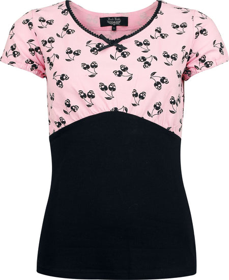 T-Shirt Manches courtes Rockabilly de Rock Rebel by EMP - T-Shirt Avec Crâne Imprimé - S à XXL - pour Femme - noir/rose - Rock Rebel by EMP