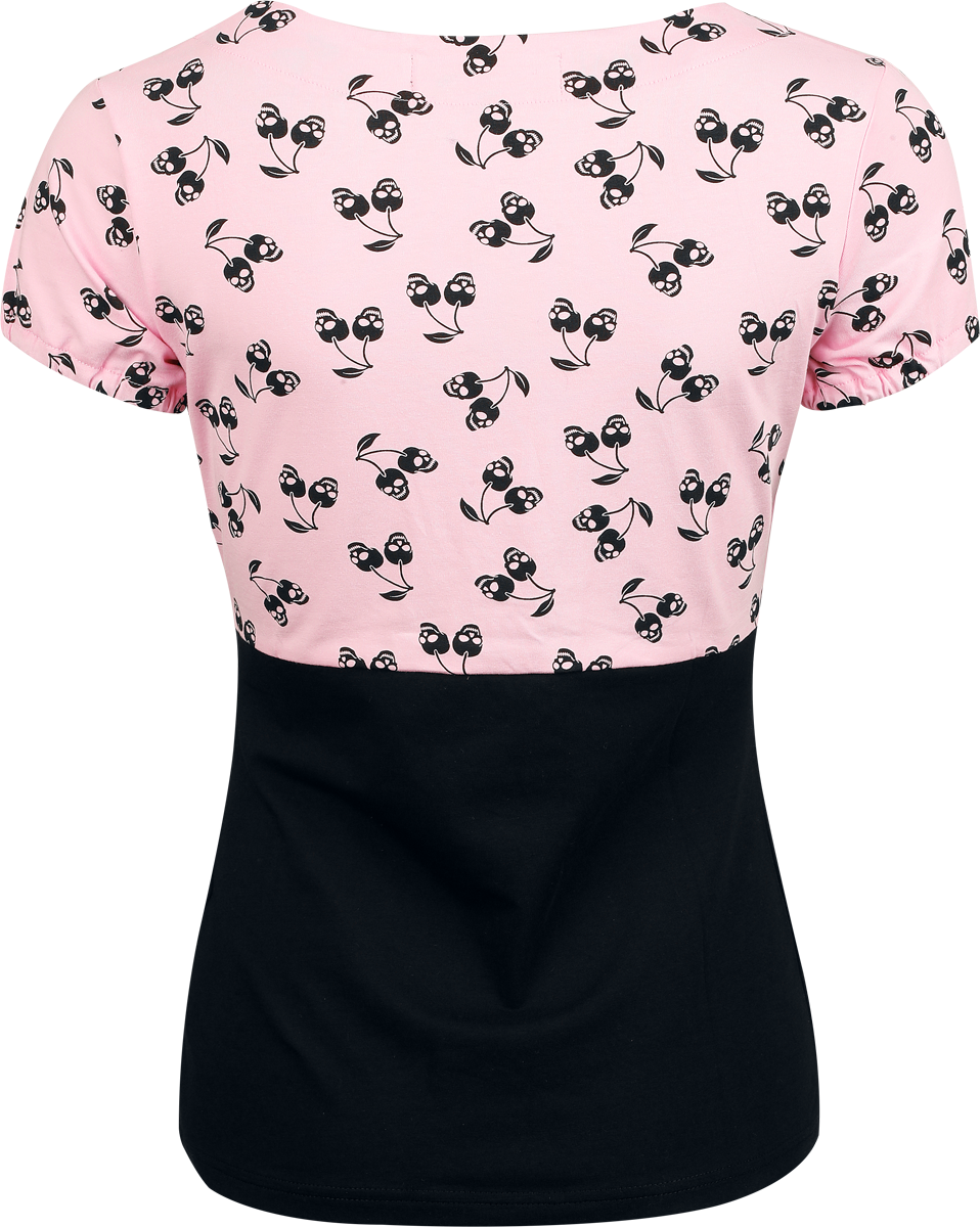 T-Shirt Manches courtes Rockabilly de Rock Rebel by EMP - T-Shirt Avec Crâne Imprimé - S à XXL - pour Femme - noir/rose - Rock Rebel by EMP - View 2